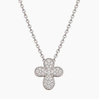14K White Gold Cross Chain & Pendant with 0.10 ct Diamonds