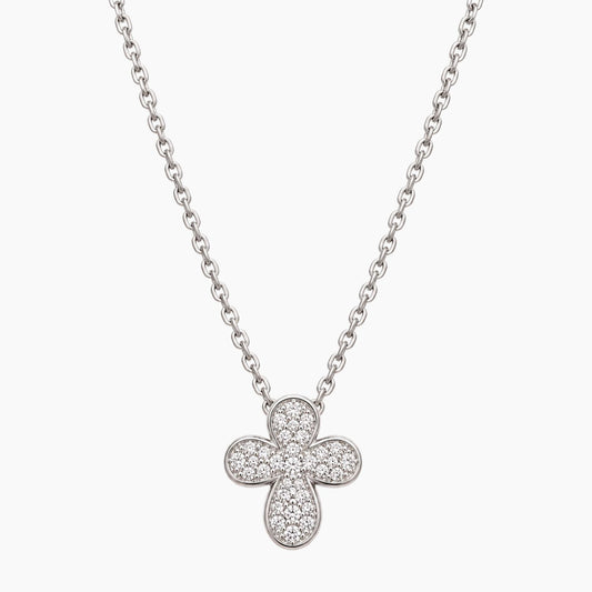 14K White Gold Cross Chain & Pendant with 0.10 ct Diamonds