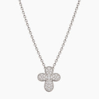 14K White Gold Cross Chain & Pendant with 0.10 ct Diamonds