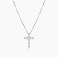 14K White Gold Cross Chain & Pendant with 0.10 ct Diamonds