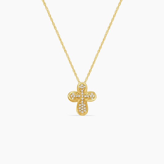 14K White Gold Crucifix Pendant Necklace with Diamond – 16"