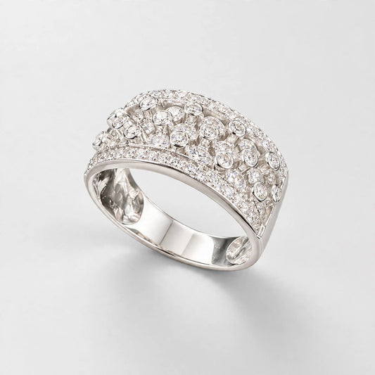 14K White Gold Diamond Band Ring 0.70 ct Natural, Size 7.25, 5.3g