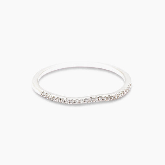 14K White Gold Diamond Band Ring with 0.15 ct Natural Diamonds
