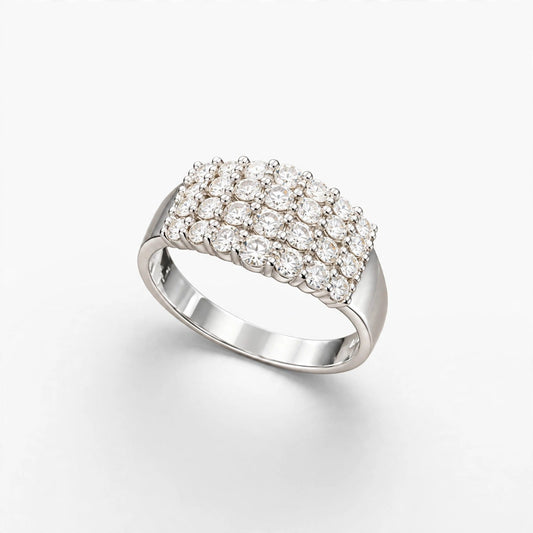 14K White Gold Diamond Pave Ring 0.75 ct Natural, Size 8.5, 4.7g