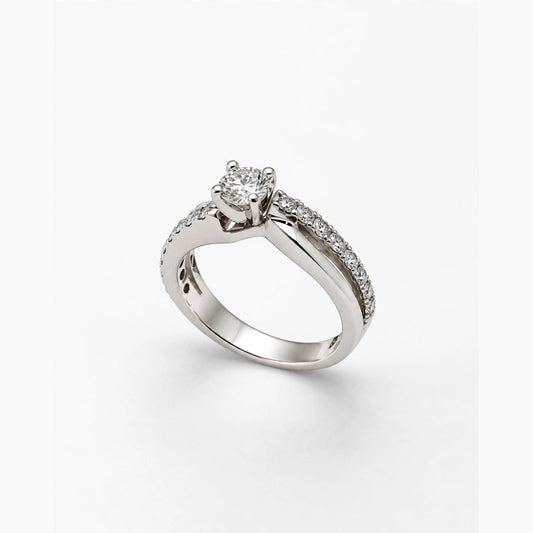 14K White Gold Engagement Ring 1.00 ct Natural, Size 6, 4.3g
