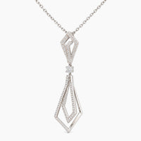 14K White Gold Fancy Chain & Pendant with 0.30 ct Natural Diamonds, 16