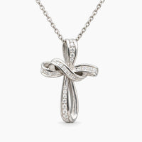 14K White Gold Fancy Chain & Pendant with 0.05 ct Natural Diamonds, 16