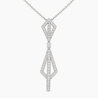 14K White Gold Fancy Chain & Pendant with 0.30 ct Natural Diamonds, 16