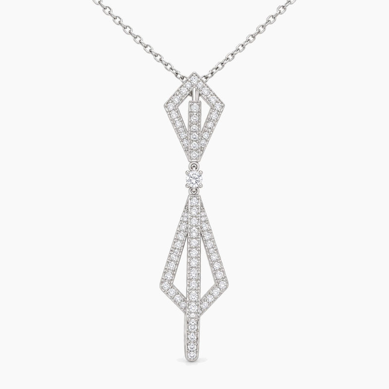 14K White Gold Fancy Chain & Pendant with 0.30 ct Natural Diamonds, 16