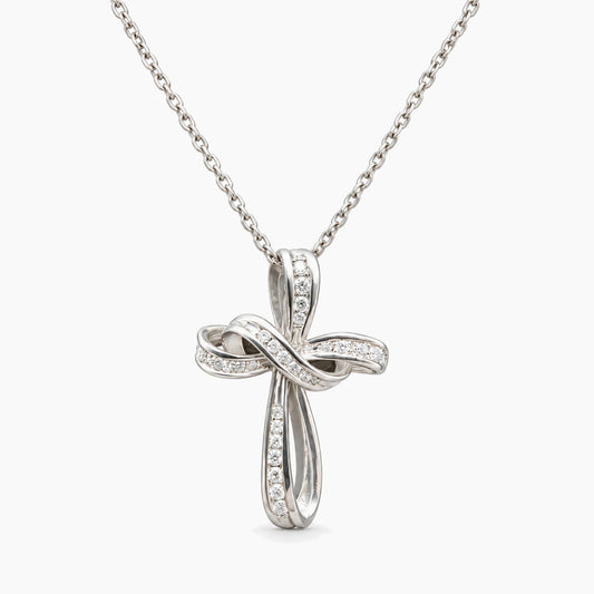 14K White Gold Fancy Chain & Pendant with 0.05 ct Diamonds