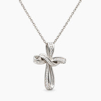 14K White Gold Fancy Chain & Pendant with 0.05 ct Natural Diamonds, 16