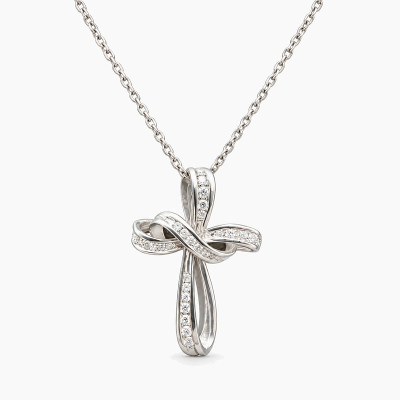 14K White Gold Fancy Chain & Pendant with 0.05 ct Natural Diamonds, 16