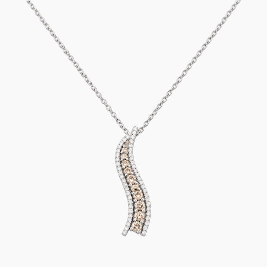 14K White Gold Fancy Chain & Pendant with 0.80 ct Diamonds