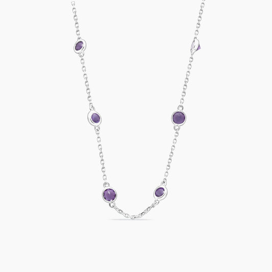 14K White Gold Fancy Chain with Amethyst – 18"