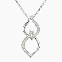 14K White Gold Fancy Necklace with 0.10 ct Natural Diamonds, 16
