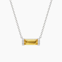 14K White Gold Fancy Necklace with 0.10 ct Natural Diamonds & Citrine, 18