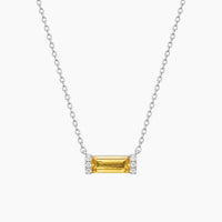 14K White Gold Fancy Necklace with 0.10 ct Natural Diamonds & Citrine, 18