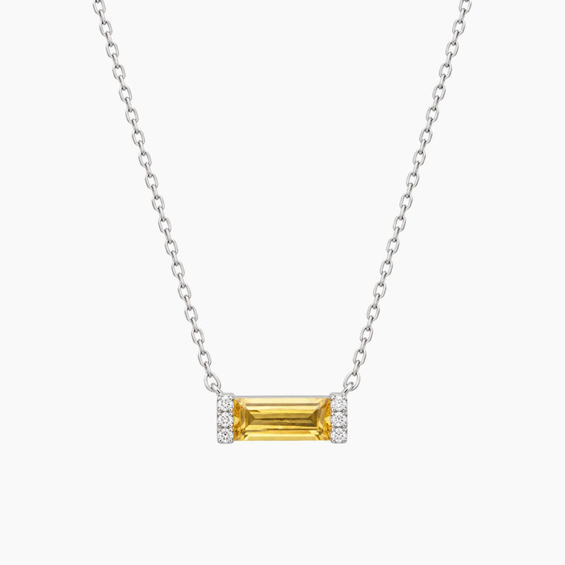 14K White Gold Fancy Necklace with 0.10 ct Natural Diamonds & Citrine, 18
