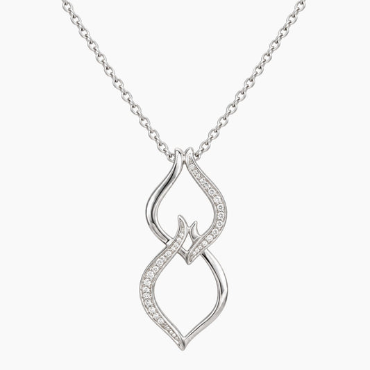 14K White Gold Fancy Necklace with 0.10 ct Natural Diamonds, 16"