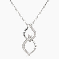 14K White Gold Fancy Necklace with 0.10 ct Natural Diamonds, 16