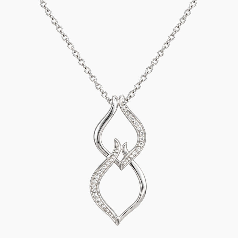 14K White Gold Fancy Necklace with 0.10 ct Natural Diamonds, 16