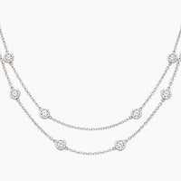 14K White Gold Fancy Necklace with Cubic Zirconia, 18