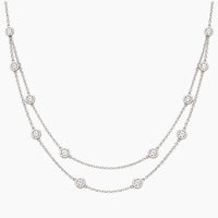 14K White Gold Fancy Necklace with Cubic Zirconia, 18