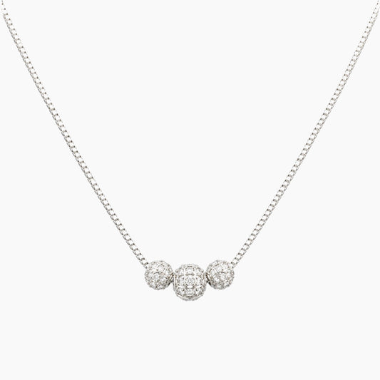 14K White Gold Fancy Necklace with 0.10 ct Natural Diamonds, 16"