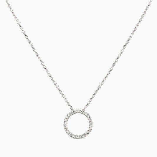 14K White Gold Fancy Necklace with Natural Diamonds, 16", 1.3g