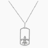 14K White Gold Fleur Pendant with Chain & 0.35ct Diamond – 16
