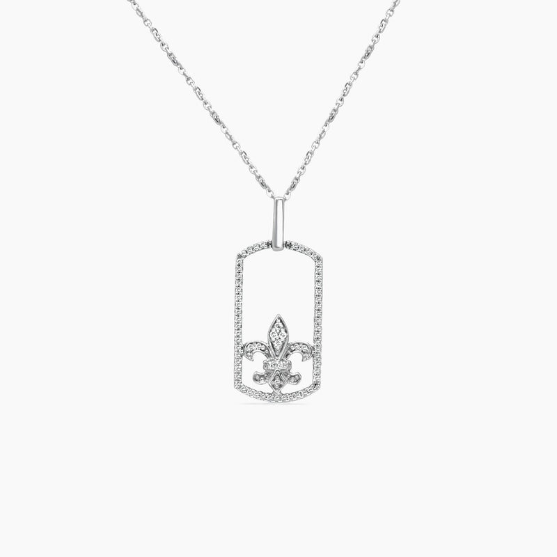 14K White Gold Fleur Pendant with Chain & 0.35ct Diamond – 16