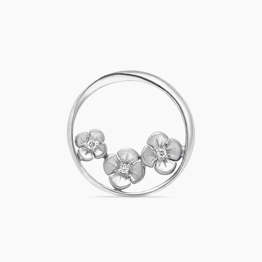 14K White Gold Floral Pendant – 21mm