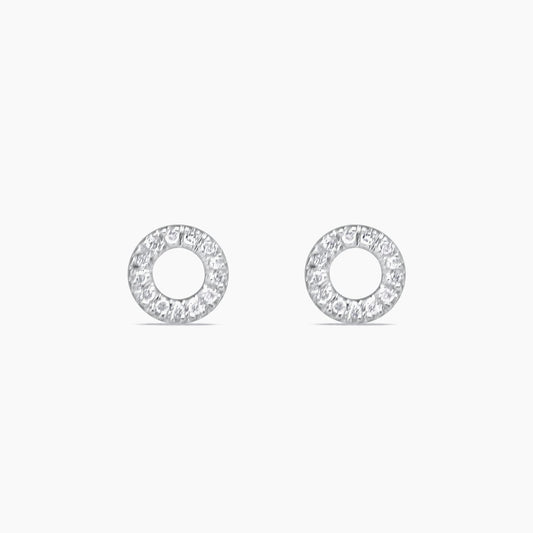 14K White Gold Halo Stud Earrings with 0.10ct Natural Diamonds