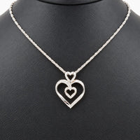 14K White Gold Heart Chain & Pendant with 0.05 ct Diamonds