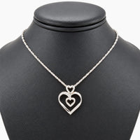 14K White Gold Heart Chain & Pendant with 0.05 ct Diamonds