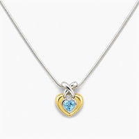14K White Gold Heart Necklace with Cubic Zirconia, 18