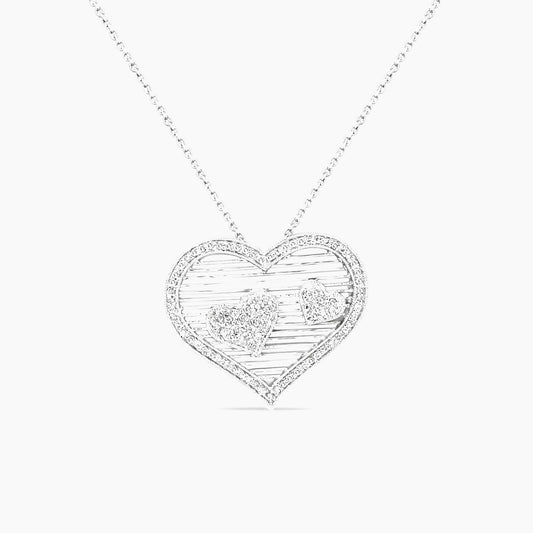 14K White Gold Heart Pendant with 0.40ct Diamond – 21mm