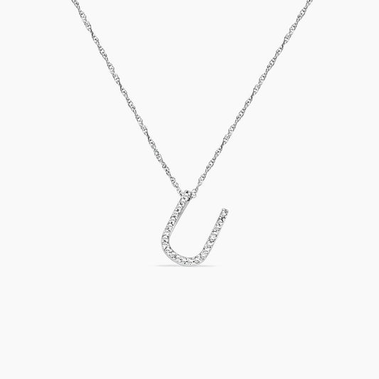 14K White Gold Horseshoe Chain & Pendant with 0.20ct Diamond