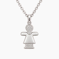 14K White Gold Kid Chain & Pendant with 0.05 ct Natural Diamonds