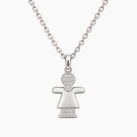 14K White Gold Kid Chain & Pendant with 0.05 ct Natural Diamonds