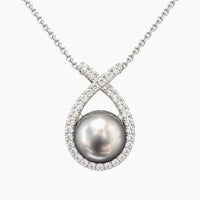 14K White Gold 3.9g 0.20 ct Natural Diamond Chain & Pendant 16