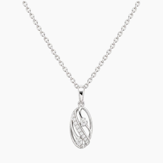 14K White Gold 2.2g Diamond Chain & Pendant 16" Fancy Chain