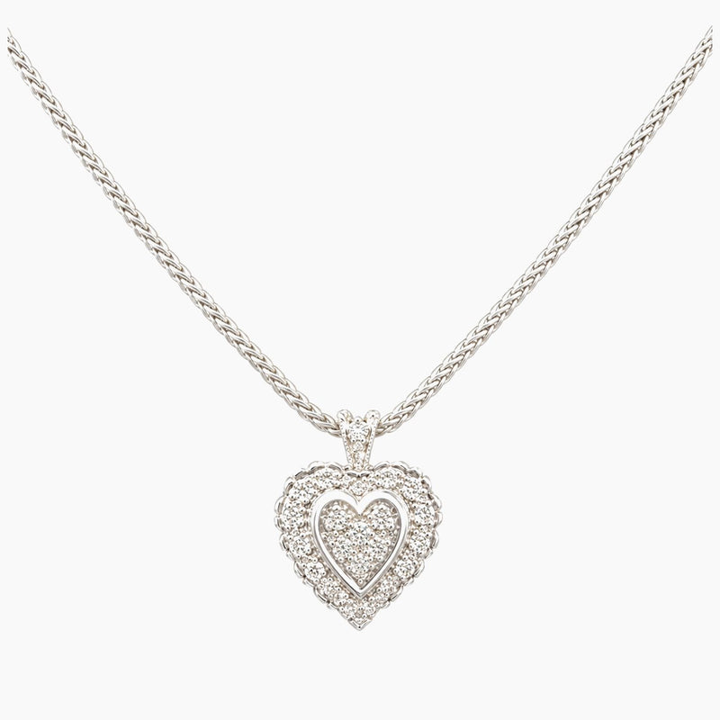 14K White Gold 6.3g 0.10 ct Natural Diamond Chain & Pendant 16