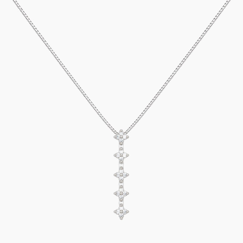 14K White Gold 1.9g 0.20 ct Natural Diamond Chain & Pendant 16