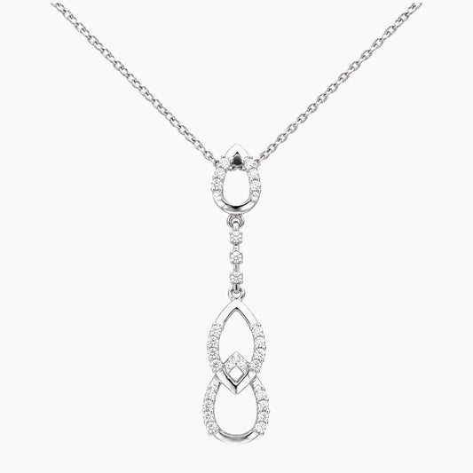 14K White Gold 4.2g 0.45 ct Natural Diamond Chain & Pendant 16"