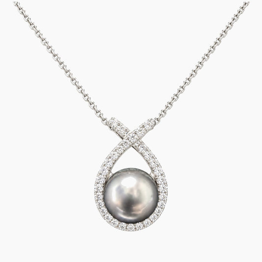 14K White Gold 3.9g 0.20 ct Natural Diamond Chain & Pendant 16"