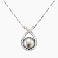14K White Gold 3.9g 0.20 ct Natural Diamond Chain & Pendant 16