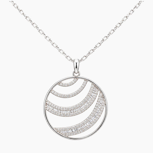 14K White Gold 4.7g 0.80 ct Natural Diamond Chain & Pendant 16"