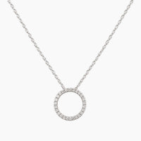 14K White Gold 1.3g Natural Diamond Necklace 16