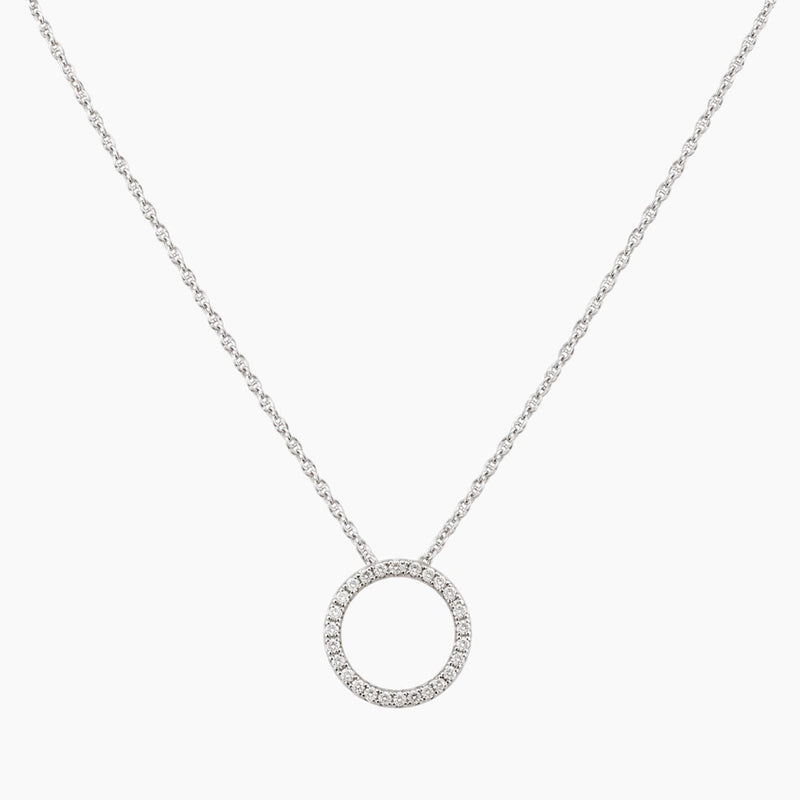 14K White Gold 1.3g Natural Diamond Necklace 16